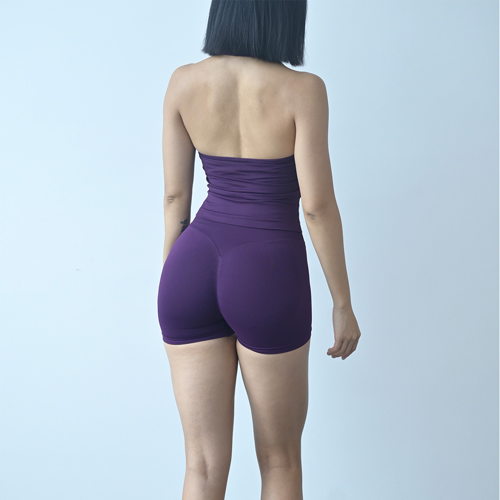 Cross-border dfyne sin pico de vestir para mujeres pantalones cortos de yoga mel mel mel melon elevación de cadera colgante chaleco deportivo conjunto de fitness