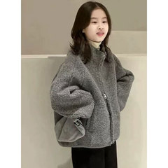 女の子の子羊の毛が厚くなっているコート秋冬服の子供の高襟レジャー冬の保温中の子供のベルベットのジャケット