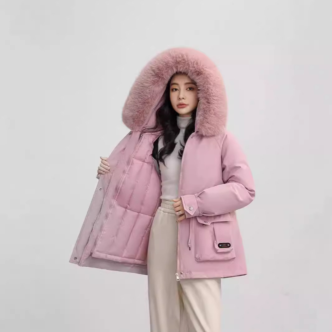 Desmontable más pelusa gruesa sobre la chaqueta corta para mujeres 2024 invierno nuevo cuello de lana grande ropa de mujer