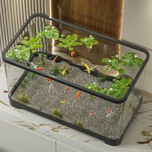 亚克力透明鱼缸塑料金鱼缸客厅小型家用生态缸底部排水桌面赵之吴