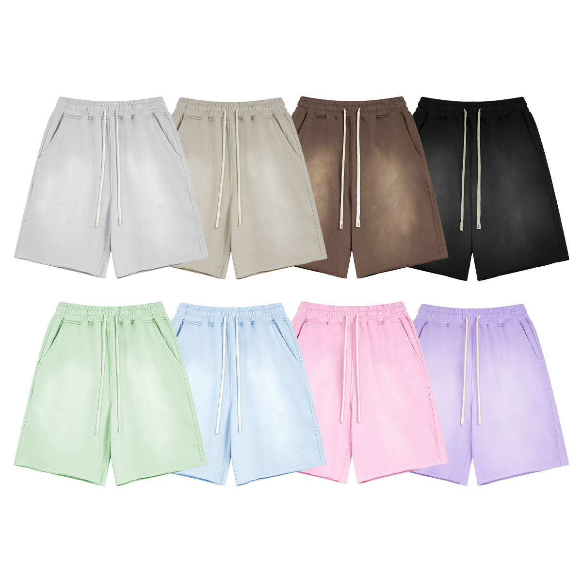 Verano de manga corta delgado verano nuevo 360g de lana ligera lavado con agua retro hacer viejos pantalones cortos sueltos de hombre