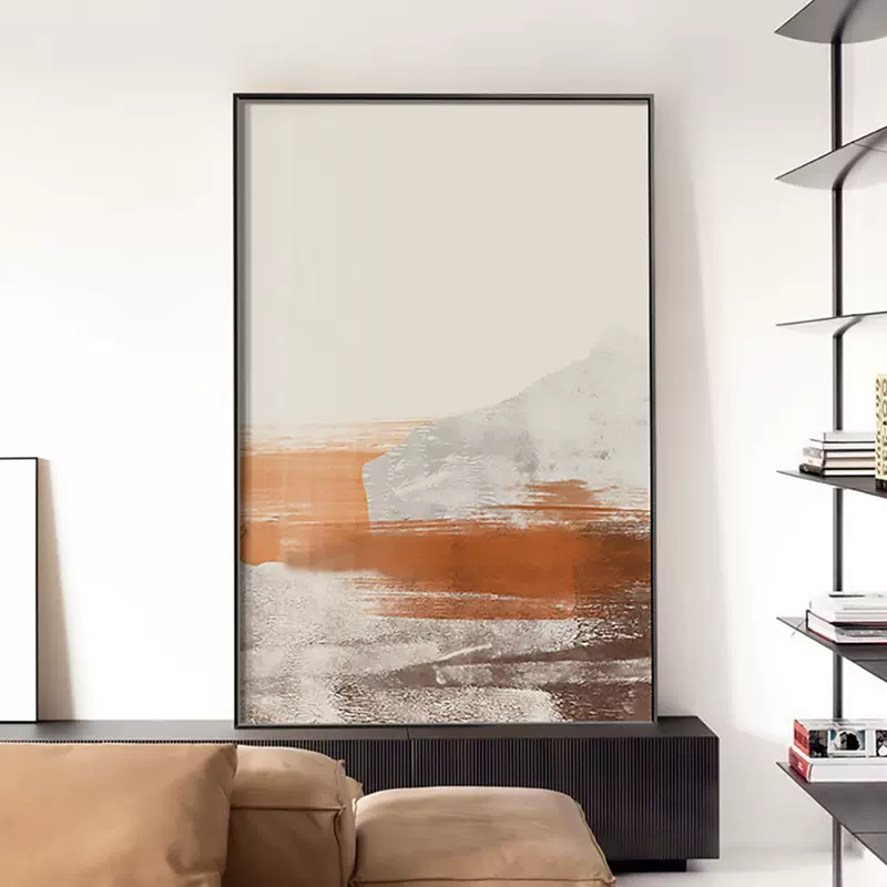 现代简约客厅装饰画橙色抽象酒店民宿玄关挂画轻奢壁画大幅落地画