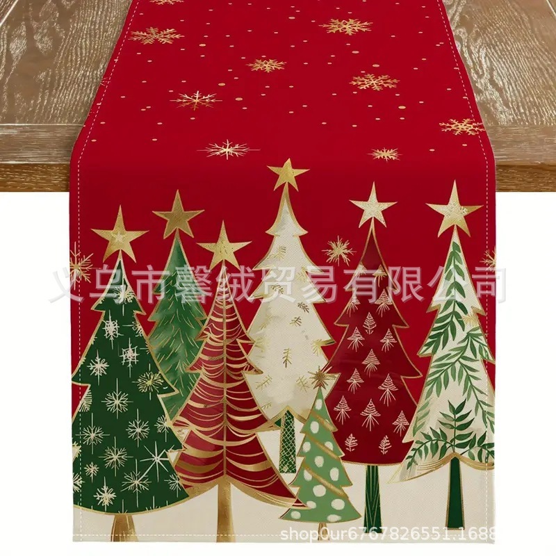 国境を越えて人気のある亜麻のテーブル旗クリスマスの家のレストランのリビングテーブルの室内の屋外の祝日の装飾テーブルクロス|undefined