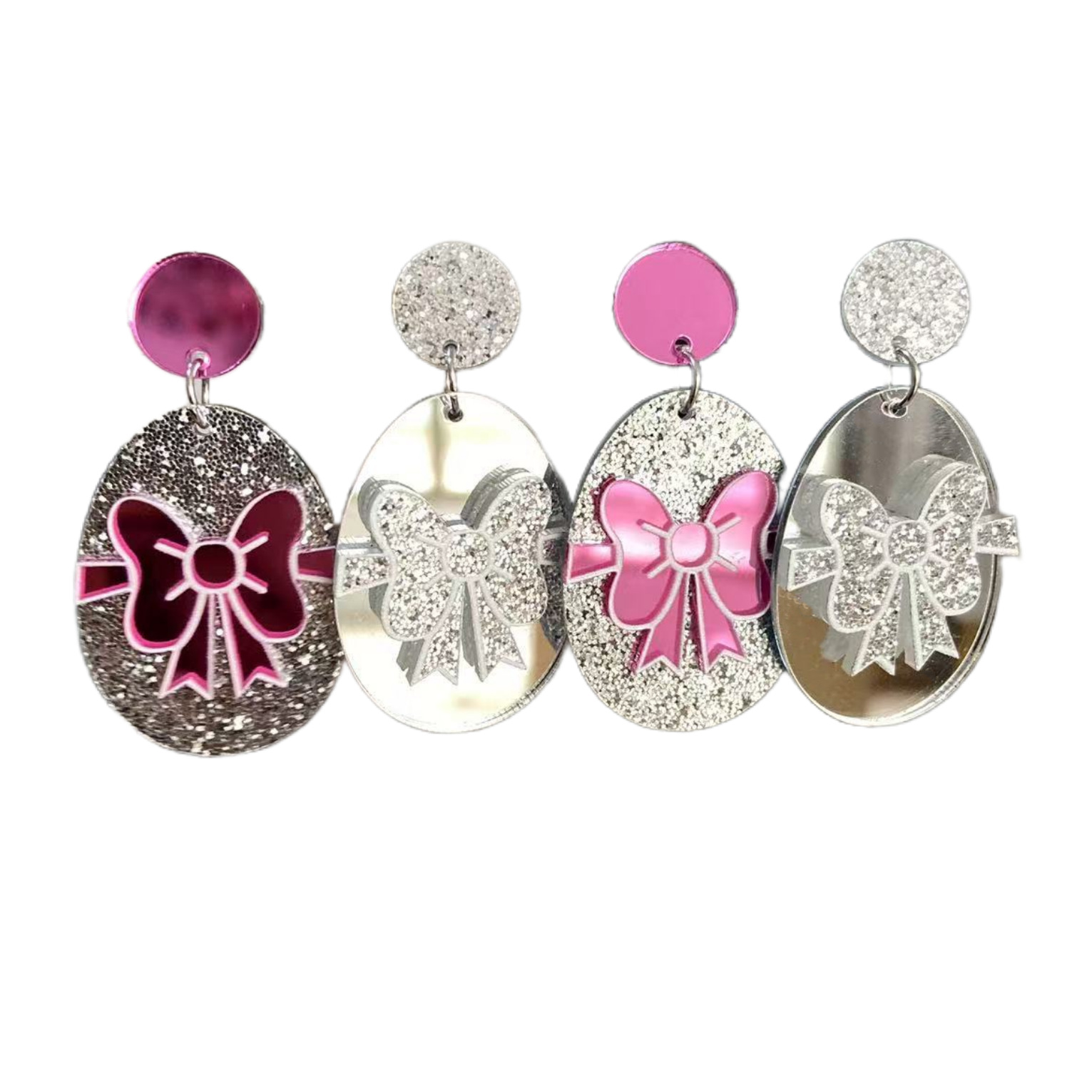 9g Weight 304 Stainless Steel Ear Needle Material Drop Earrings Classification 1 Pair Quantity Daily Occasion 1 Pair Cute Sweet Bow Knot Printing Arylic Drop Earrings