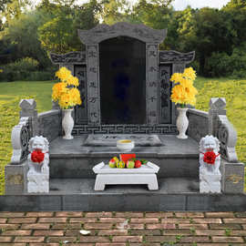 OD59圆形汉白玉石香炉天然石材大理石雕墓地祭祀供奉烛台花瓶狮子