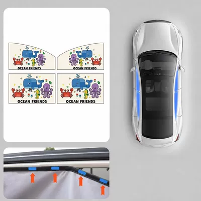 Car curtains | Curtain for Babies and - ocean-full-car-four-piece-set