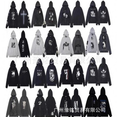 ERD忧郁的富二代25新款宽松版洗水做旧印花长袖T恤连帽衫卫衣外套