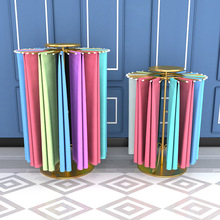 围巾展示架丝巾架子服装店简约陈列架可旋转圆形升降毛巾收纳展架