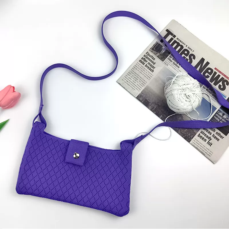 跨境新款针织包编织包日韩多巴胺小巧轻便纯色ins横款斜挎手机包