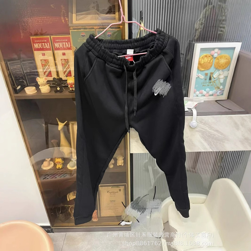 【宽松舒适穿】休闲裤华棉春秋潮卫裤大码情侣刺绣加绒宽松束脚裤|undefined