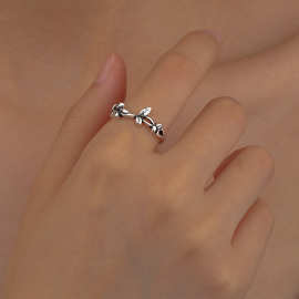 欧美流行饰品简约复古树叶花藤戒指创意小清新树藤戒子指环批发