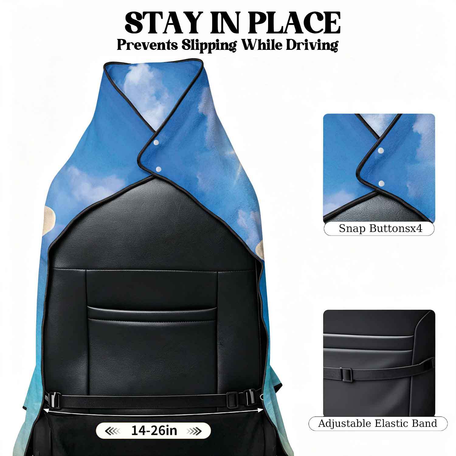 Printed bath towel and car seat cover 2-in-1, ultra-fine fiber outdoor beach and car dual-use universal seat cushion