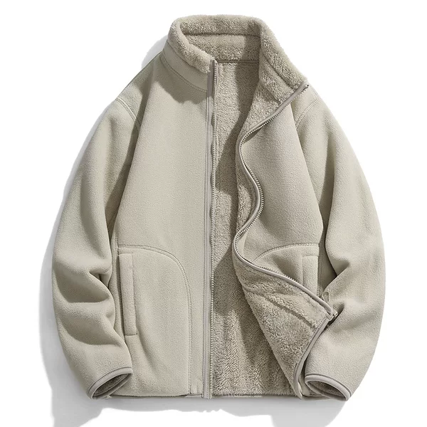 Fleece Double-Sided Jacket for Men and Women, Trendy 2025 Autumn and Winter Fleece Stand Collar Men's Jacket