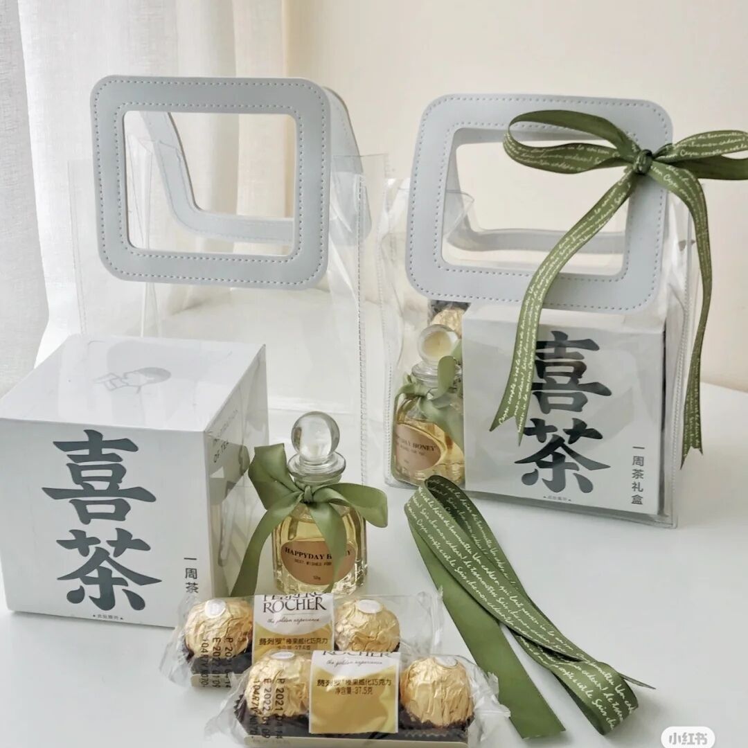 礼品袋pvc透明手提袋圣诞节包装袋生日高级感伴手礼手拎礼物袋子