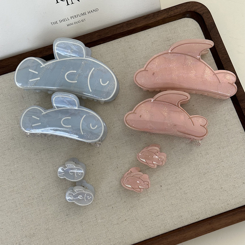 Piccolo pesce delfino presa divertente carina ragazza capelli indietro artiglio updo squalo clip creativo testa posteriore capelli presa copricapo_voghion.com