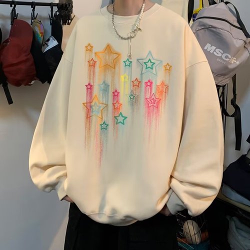 American Heavyweight Crewneck Sweatshirt Spring and Autumn Oversize Youth Capless Top Loose Casual Hooded Sweatshirt