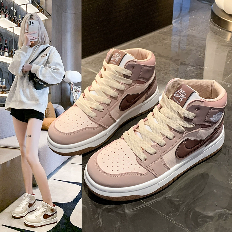 Aj Women's Shoes 2025 Autum New Air Force One High-Top Sneakers Casual Versatile Fashionable Student White Shoes