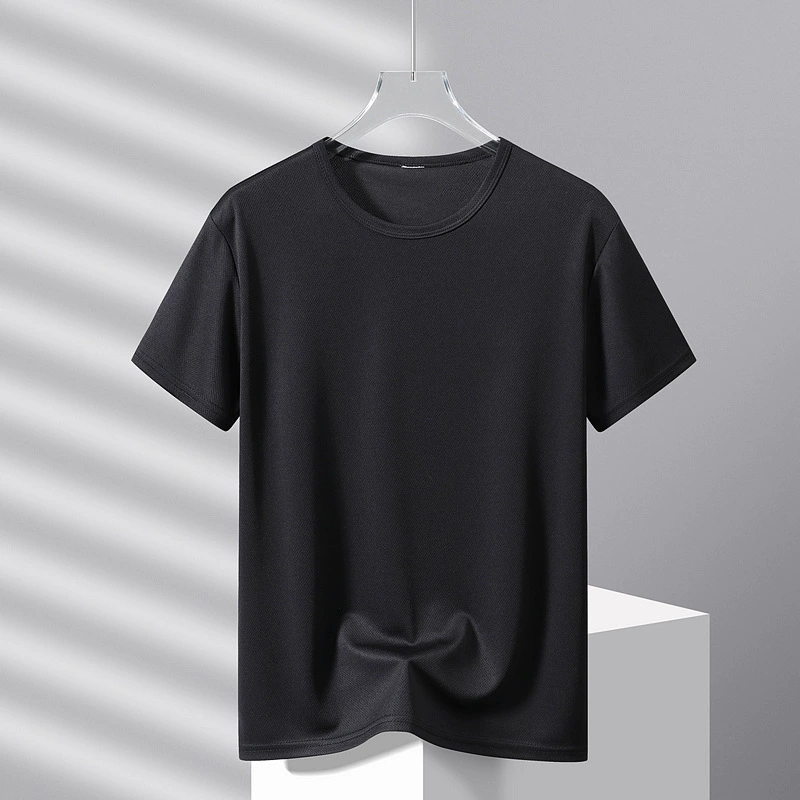 Summer T-shirt with a round collar for work, quick dry silk shirt