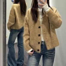 C家女装休闲版型V领马海毛混纺针织开衫2025秋新品毛衣1309729001