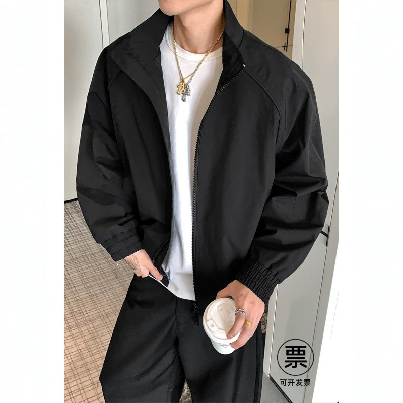 Cleanfit Deconstructed Stand-Collar Bomber Jacket Men's American-Style Short Baseball Jacket Silhouette Straight-Shoulder Workwear Jacket