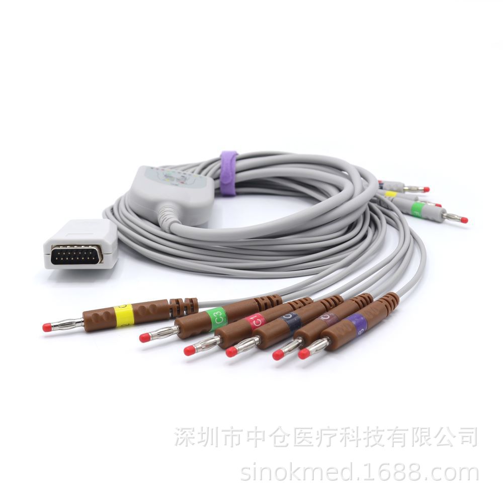 兼容上海光电ECG-6511 9620P 1250 92C 6951E心电图机导联线一体