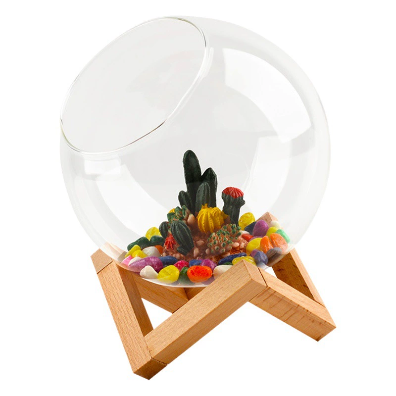 Мини-стеклянный аквариум небольшой ведро аквариум экологический Золотой аквариум Тайский ведро стеклянный аквариум офисный аквариум Настольный аквариум