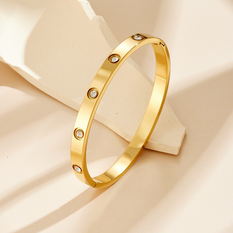 Luxury Ten-Diamond Clasp Titanium Steel Bracelet for Women, Oval Shape, Niche Design, High-End, Elegant, Fashionable Wristband Luxury Ten-Diamond Clasp Titanium Steel Bracelet for Women, Oval Shape, Niche Design, High-End, Elegant, Fashionable Wristband