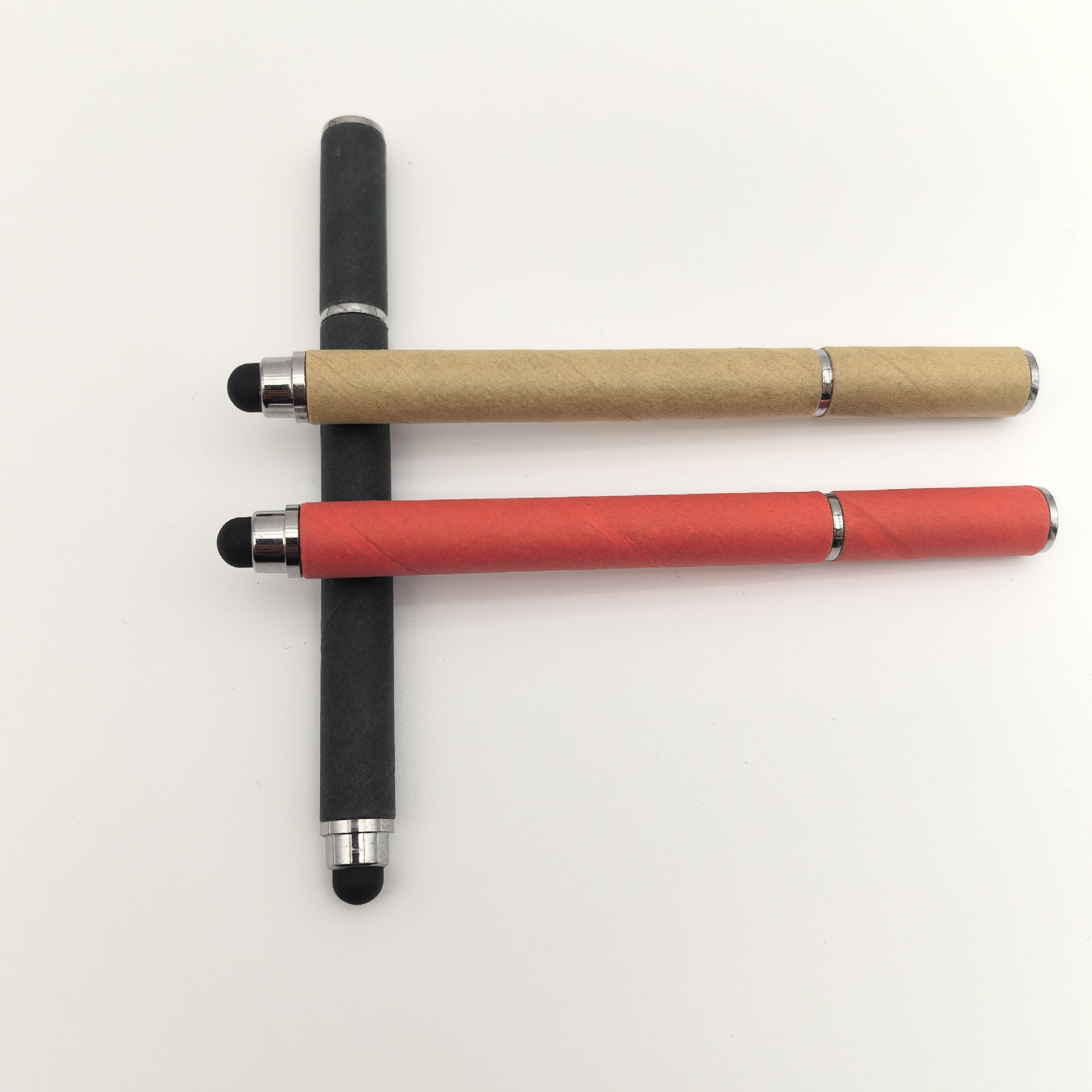 Fábrica directa de doble cabeza tubo de papel lápiz de pantalla táctil ambiental lápiz de bola kraft creativo publicidad al por mayor impresión personalizada