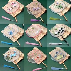 片面刺繍扇子*扇子*漢服アニメアクセサリー*中国風旗袍*蓮と鶴の扇子竹工芸