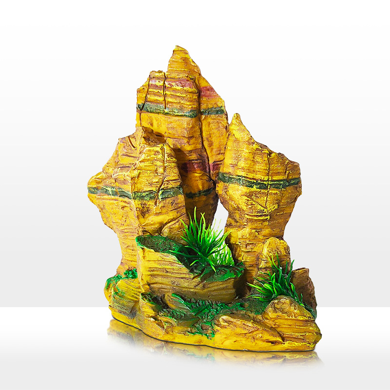 Decoración de rocalla de rayas doradas, accesorios de micro paisaje, diseño de peceras, escena de roca, mesa de arena, estilo explosivo