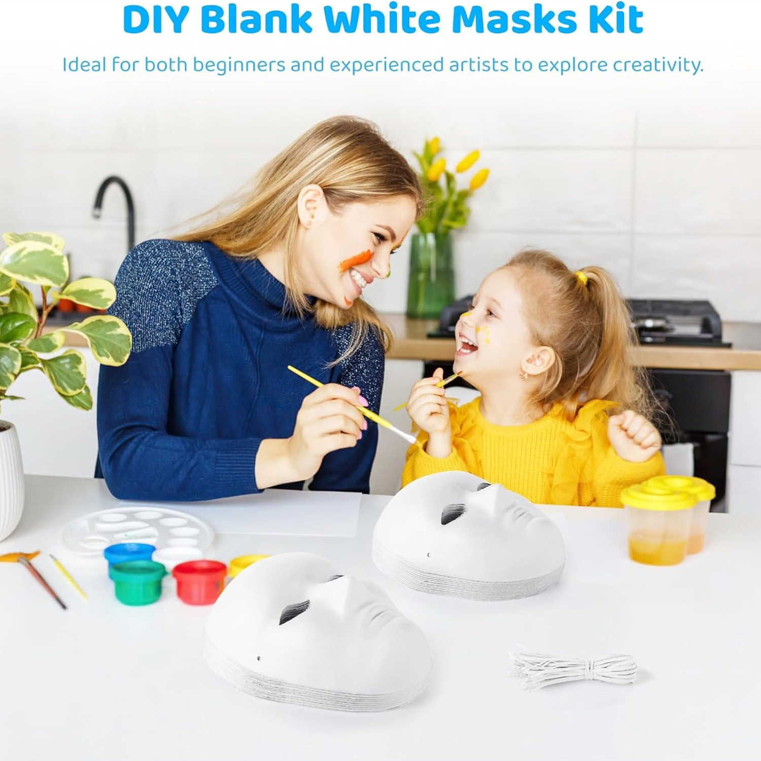 Amazon DIY pulpa máscara de Halloween máscara de graffiti en blanco pintado a mano props de jardín de infantes actividades hechas a mano