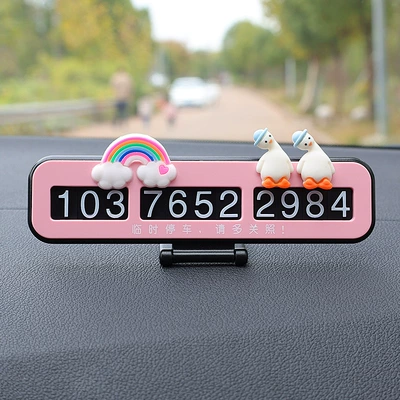 Nömrəli dayanma kartı | ornaments move car card - pink-rainbow-tilt-head-duck