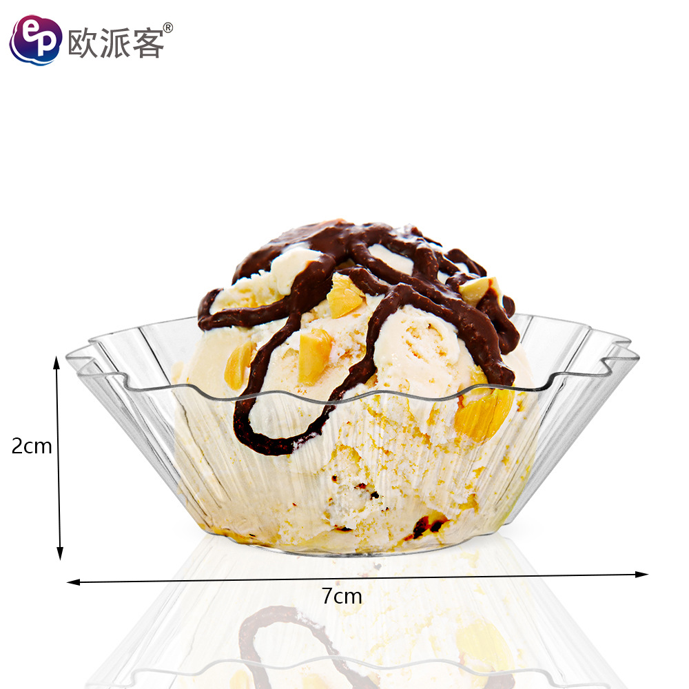 Copa de mousse desechable Taza de postre PS Taza de plástico Taza de pudín Taza redonda de punto de fábrica Taza cuadrada