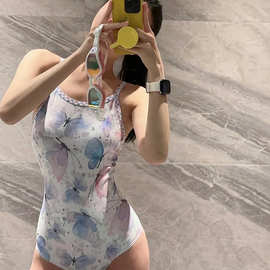 竞速泳衣女连体三角游泳衣女款2025新款蝴蝶泡温泉游泳馆专用