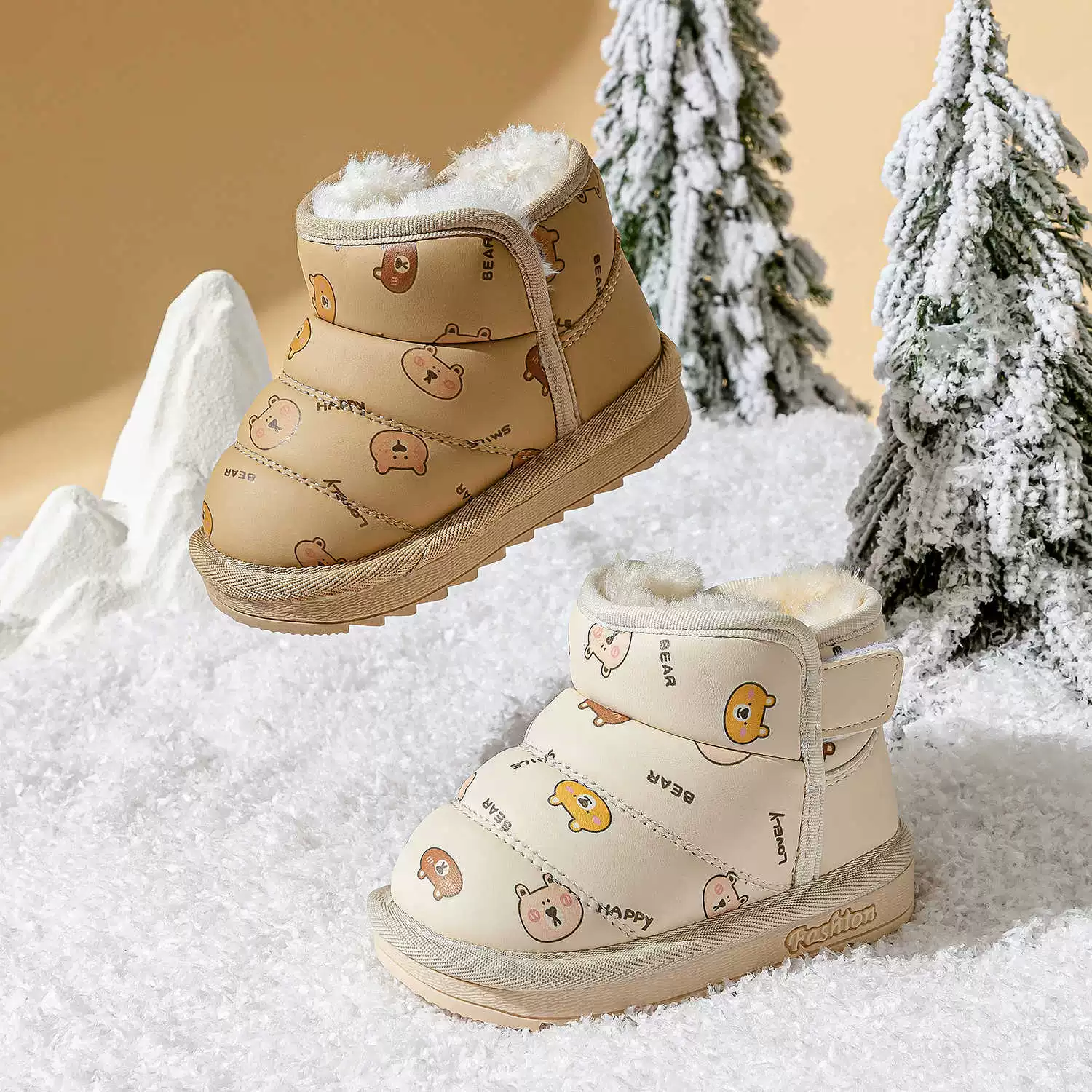 Зимние новые ультра-волокна теплые и толстые снежные сапоги мужские нескользящие и износостойкие сапоги мультяшные принты хлопчатобумажные туфли для женщин оптом