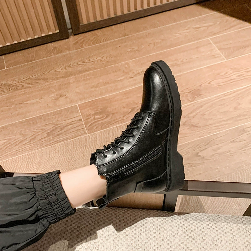 Martens, fashionable high universal low boots platform for leisure English style, 2024 years, autumn, British style