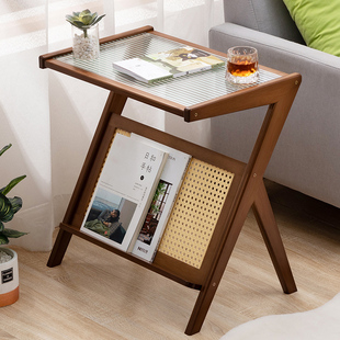 Side Table Small Coffee Table Bedside Table Sofa Side Cabinet Changhong Glass Small Apartment Round Square Tea Table Japanese Style Corner Table Zheng