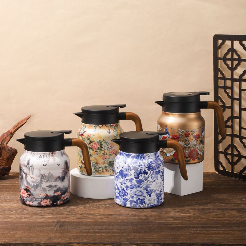 New printed pattern braised teapot 316 stainless steel insulation pot simple portable coffee pot business teapot New printed pattern braised teapot 316 stainless steel insulation pot simple portable coffee pot business teapot