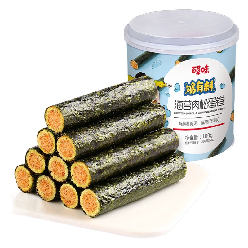 Рулетики Baicaowei с морскими водорослями и ветчиной, 100 г, консервированные, коробка из 30 штук, быстрорастворимые закуски для детей