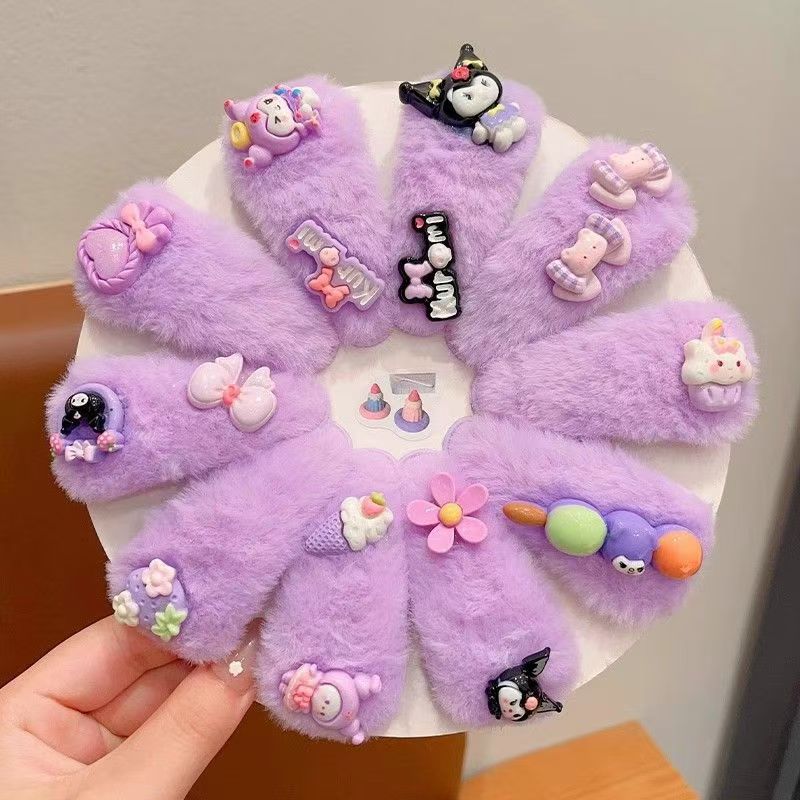 Kolomi niños abrazadera de cabello de otoño y invierno lateral abrazadera de cabello de niña abrazadera de cabello de cabello de niña pequeña frente abrazadera de cabello