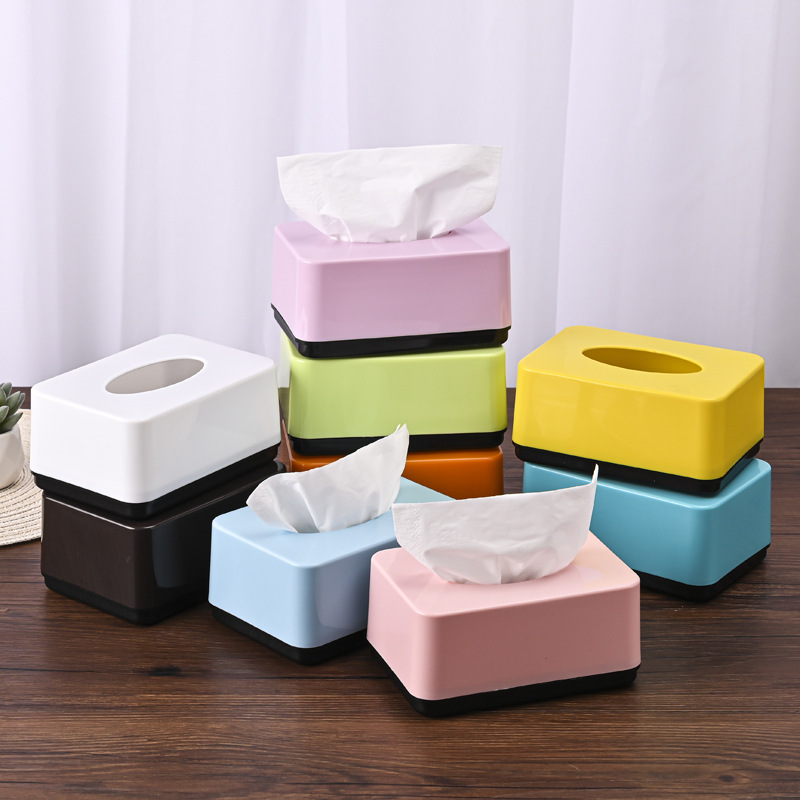 Simple plastic advertising tissue box custom logo hotel bathroom napkin paper box rectangular paper box wholesale