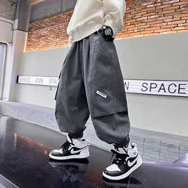 男童春秋装帅气灯笼工装裤2024新款休闲长裤儿童夏季宽松薄款裤子