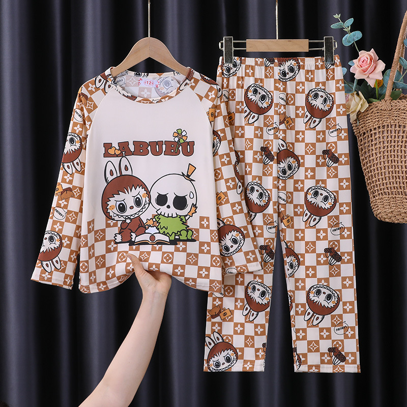Children's Pajamas Girls Cartoon Spring and Autumn Long Sleeve New Style Little Girls Middle and Large Children Baby Home Clothes Set Wholesale