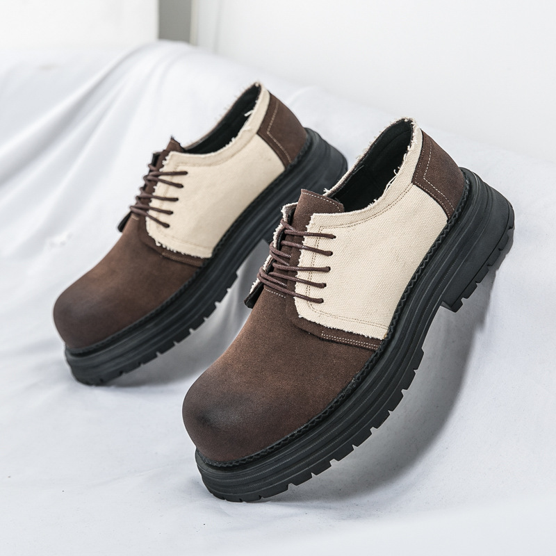 Zapatos de hombre grandes nuevos zapatos de cuero casuales de moda de hombre zapatos de cuero de gran altura tendencia de estilo británico zapatos de suela gruesa al por mayor