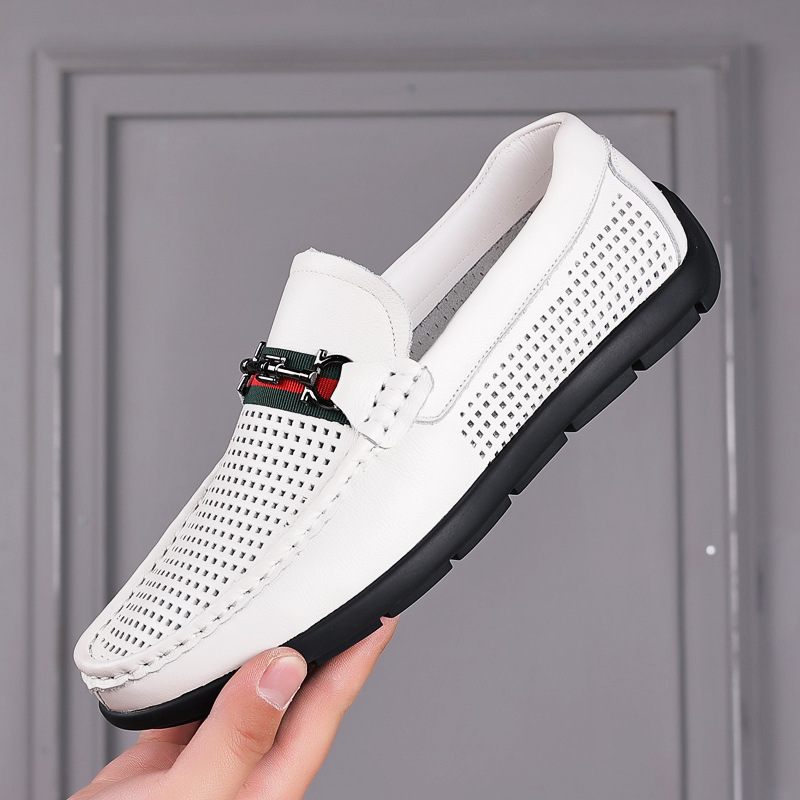 2023 Verano nueva primera capa de cuero de vaca sandalias de los hombres de cuero transpirable zapatos casuales de los hombres huecos zapatos de agujero suave transfronteriza