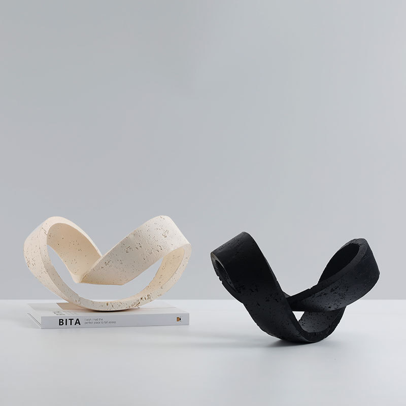 Simple modern imitation cave stone geometric ring decoration creative abstract art model room living room TV cabinet decoration