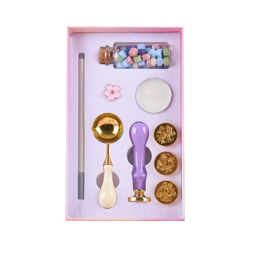 Retro fire paint seal set nine-piece set fire paint wax grain handle spoon envelope seal seal fire paint seal