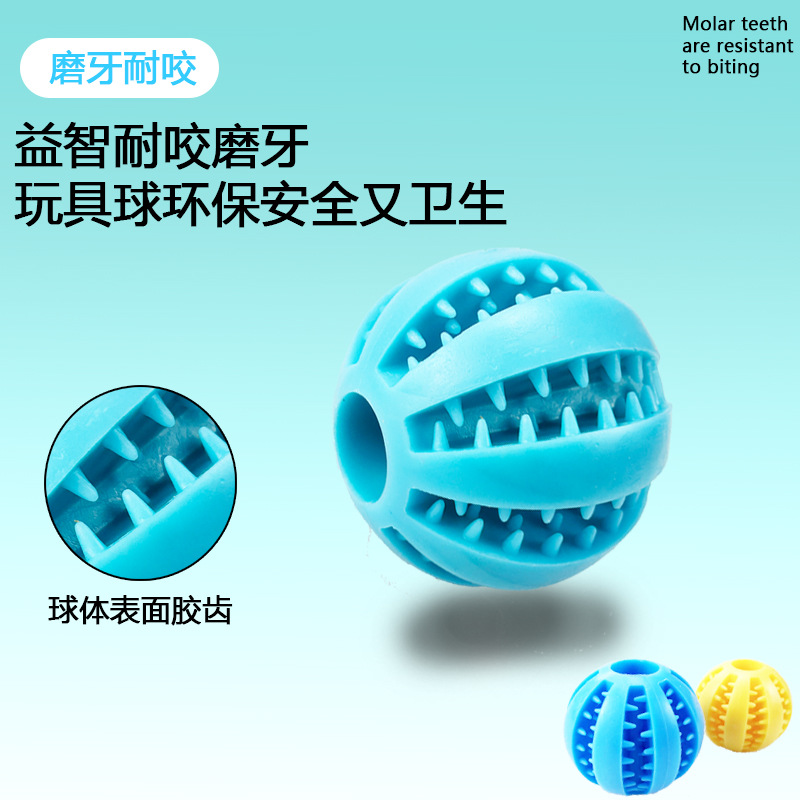 Perro fugas de comida bola puzzle mordida resistente dientes dorados corky para aliviar el aburrimiento juguetes de bolas elásticas al aire libre lanzamiento de entrenamiento image 3
