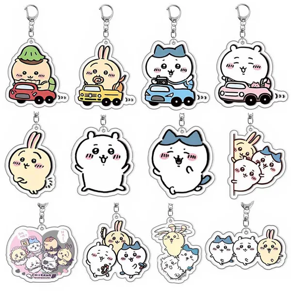 Double-sided chiikawa Jika Wow Acrylic Keychain Pendant Animation Peripheral Cross-border in stock diy