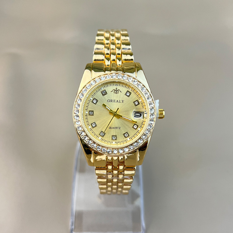 Comercio exterior transfronterizo de diamantes correa de acero de las mujeres Laogai serie reloj nuevo calendario impermeable casual reloj multifuncional